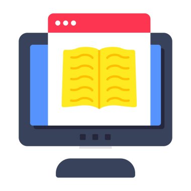 Çevrimiçi kitabın kavramsal düz tasarım simgesi
