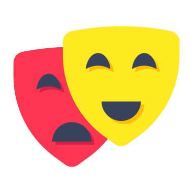       Happy and sad face mask, theater masks icon clipart