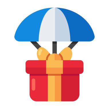 An icon design of parachute Gift delivery
