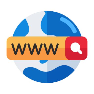 Web tarayıcısının düz tasarım simgesi, www 