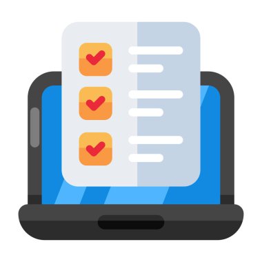 Kontrol listesinin kavramsal düz tasarım simgesi 