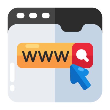 Web tarayıcısının düz tasarım simgesi, www 