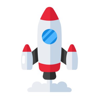 Roketin kavramsal düz tasarım simgesi 