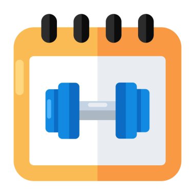 Dambıl simgesiyle takvim, spor salonu takvimi vektörü