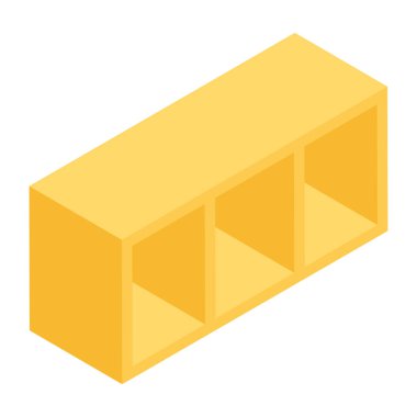 Ahşap rafların son moda izometrik tasarım simgesi 