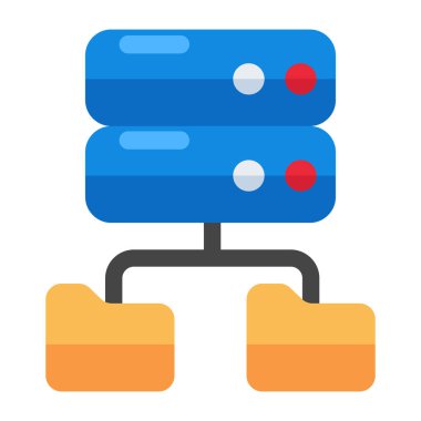 Sunucu ağının düz tasarım simgesi 