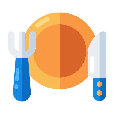 Yemek tabağının düz simge tasarımı