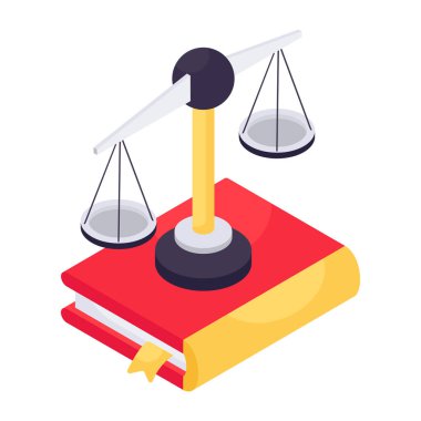 Hukuk kitabının kavramsal izometrik tasarım simgesi