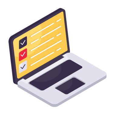 Kontrol listesinin kavramsal izometrik tasarım simgesi 