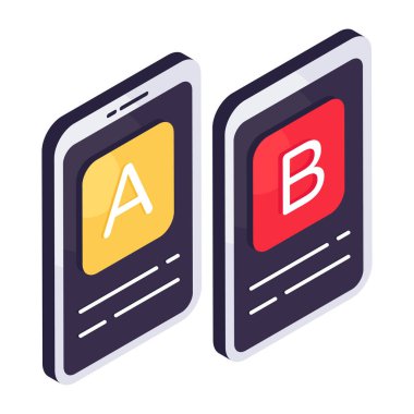 Beyaz arkaplanda izole edilmiş a / b testinin vektör tasarımı 