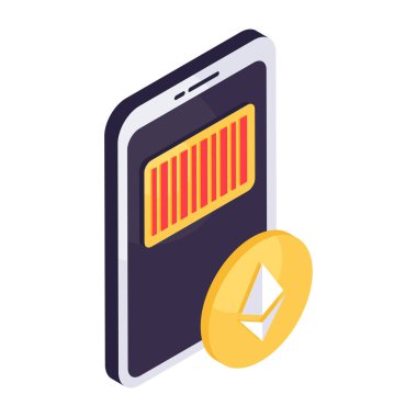 Mobil ethereum sikkenin vektör tasarımı 