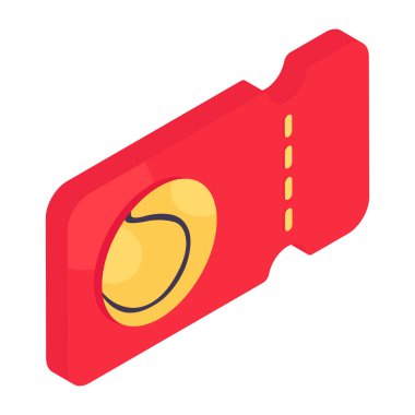 Beyaz arkaplanda izole edilmiş izometrik bir bilet tasarım simgesi