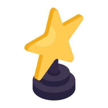 Yıldız kupasının izometrik tasarım simgesi 