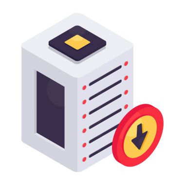 Sunucu indirme simgesi beyaz arkaplanda izole edildi 