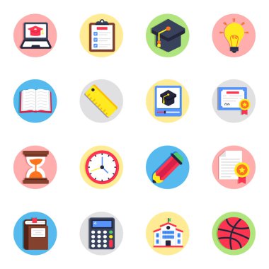 Eğitim düz simgeler kümesi 