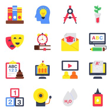 Set of Education and Learning Flat Icons clipart