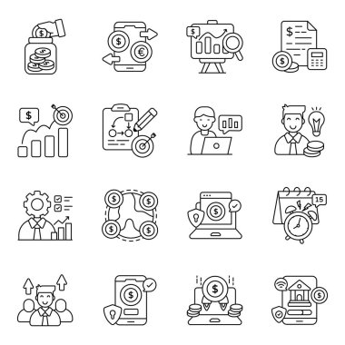 Set of Investment Linear Icons  clipart