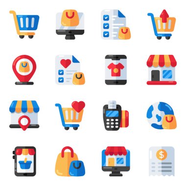 Set of Shopping Flat Icons  clipart
