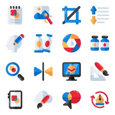 Set of Designing and Art Tools Flat Icons  clipart