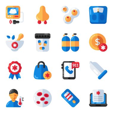 Set of Science and Medical Flat Icons clipart