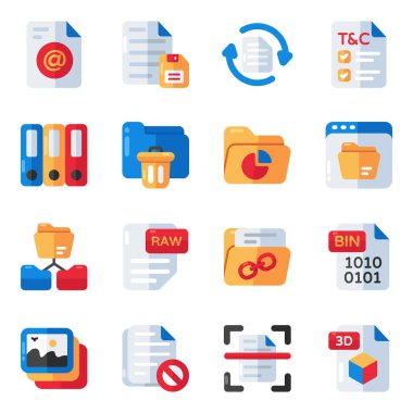 Dizin ve Dosyalar Düz Simgelerini Ayarla