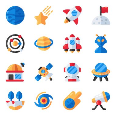 Boşluk Düz Simgelerinin Seti 