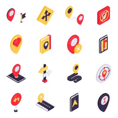 Set of Location Isometric Icons clipart