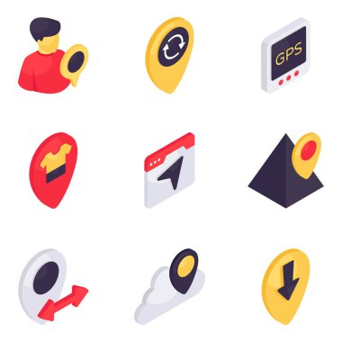 Set of Location Isometric Icons clipart