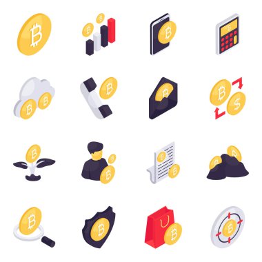 Bitcoin Isometric Simgeleri Kümesi 