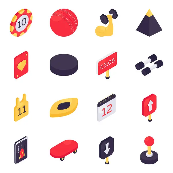Set of Sports and Gym Isometric Icons