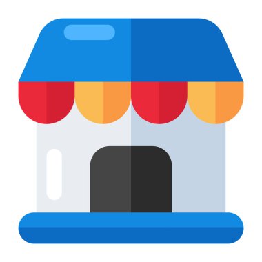 Mağaza mimarisinin düz tasarım simgesi