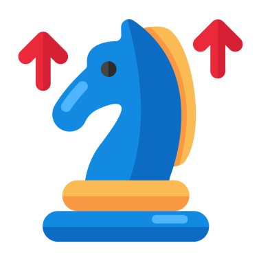 Strateji oyun simgesi, düz dizayn satranç şövalyesi