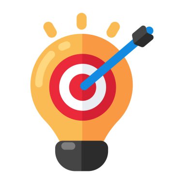 Hedef fikir kavramını ifade eden ampullü dart tahtası