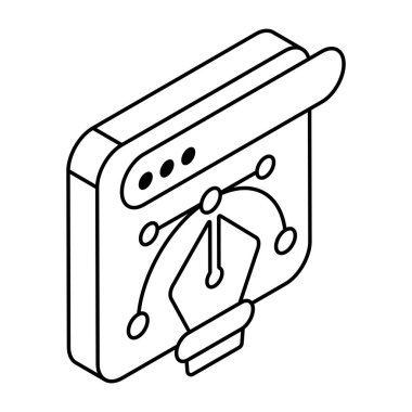        Pen with nodes on web page, bezier tool icon 