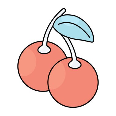 A flat design icon of cherries