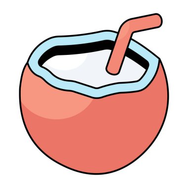 Hindistan cevizi içeceğinin renkli tasarım ikonu