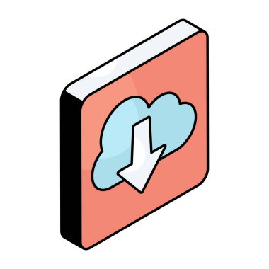 Conceptual flat design icon of cloud download