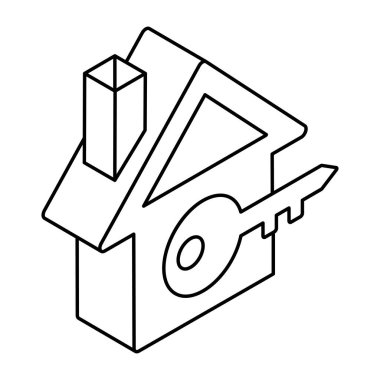 Ev anahtarının kavramsal düz tasarım simgesi