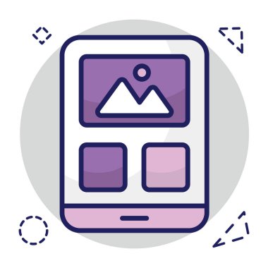 Mobil manzara için beyaz arkaplanda izole edilmiş bir simge tasarımı 