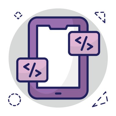 Mobil kodlamanın kavramsal düz tasarım simgesi 