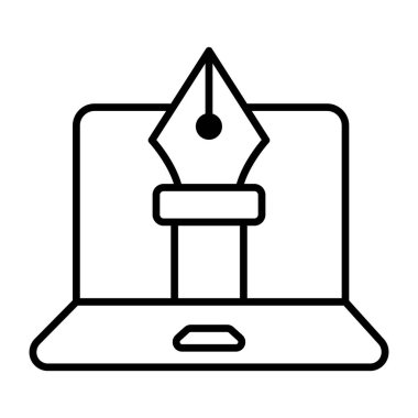        Pen with nodes on web page, bezier tool icon 