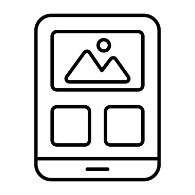 Mobil manzara için beyaz arkaplanda izole edilmiş bir simge tasarımı 