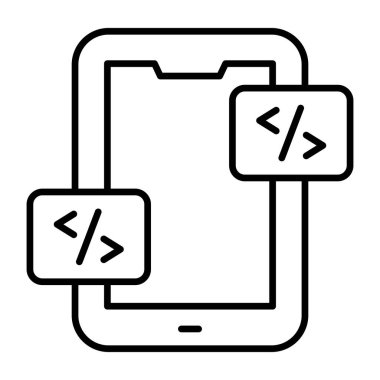 Mobil kodlamanın kavramsal düz tasarım simgesi 