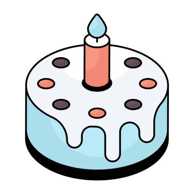 Doğum günü pastasının renkli tasarım simgesi.