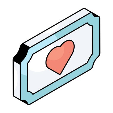 Kalp biletinin güzel tasarım simgesi.