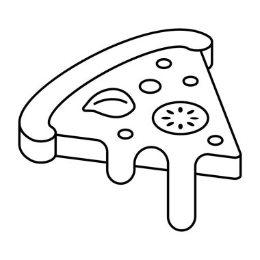 Düz bir pizza dilimi tasarımı simgesi