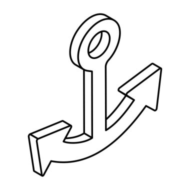 A flat design icon of nautical hook