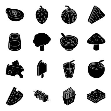 Bu paket yemek ve meyve ikonu isteyen herkes için. Bu set yiyecek, meyve, yenilebilir, fast food, sağlıklı gıda ve diyet projeleri için mükemmeldir. Eklenmiş bir dizin dosyaları kullanmaya hazır