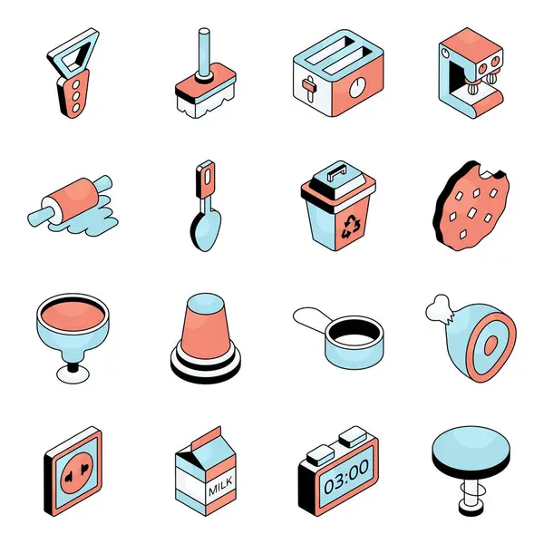 stock vector Presenting a spectacular collection of kitchen flat icons. This set cover the whole spectrum related to kitchen utensils. So, download these vectors now and have fun usinyit in your designs.