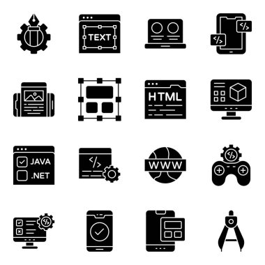 Here are some colored icons in a set of designing. Modern style vectors are isolated on white background. Web coding, wireframe, customer review, analysis and many more. clipart